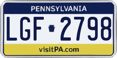 PA license plate LGF2798