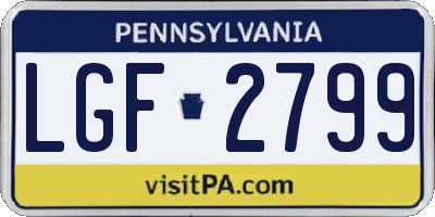 PA license plate LGF2799