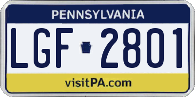 PA license plate LGF2801