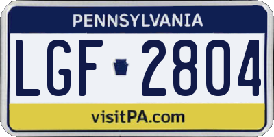 PA license plate LGF2804