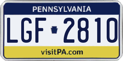 PA license plate LGF2810