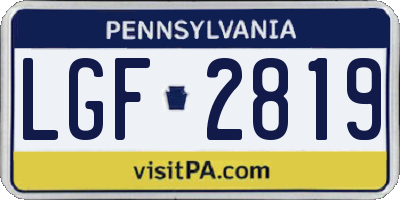 PA license plate LGF2819