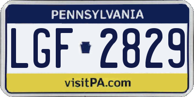 PA license plate LGF2829