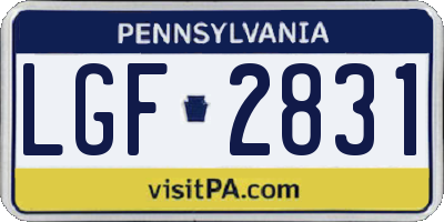 PA license plate LGF2831