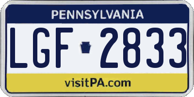 PA license plate LGF2833