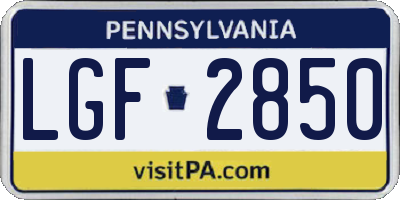 PA license plate LGF2850