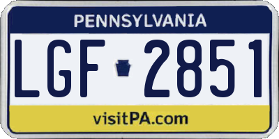 PA license plate LGF2851