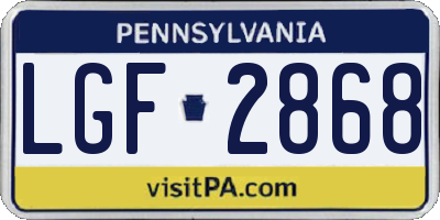 PA license plate LGF2868