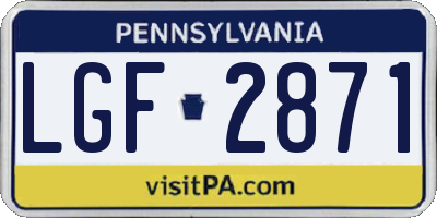PA license plate LGF2871