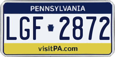 PA license plate LGF2872