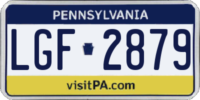 PA license plate LGF2879