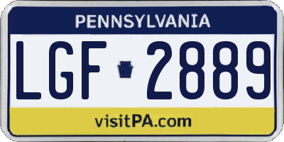 PA license plate LGF2889
