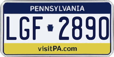 PA license plate LGF2890