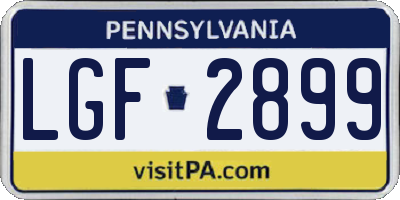 PA license plate LGF2899