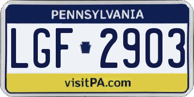 PA license plate LGF2903