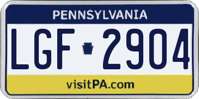 PA license plate LGF2904