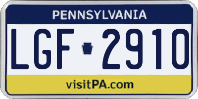PA license plate LGF2910