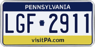 PA license plate LGF2911