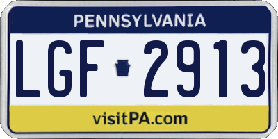 PA license plate LGF2913