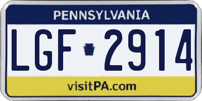 PA license plate LGF2914