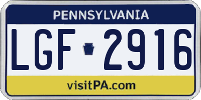 PA license plate LGF2916