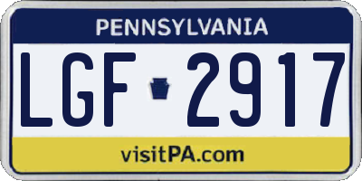 PA license plate LGF2917