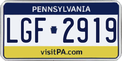 PA license plate LGF2919