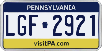 PA license plate LGF2921