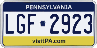 PA license plate LGF2923