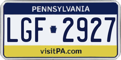 PA license plate LGF2927