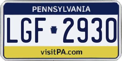 PA license plate LGF2930