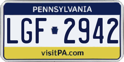 PA license plate LGF2942
