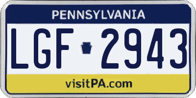 PA license plate LGF2943
