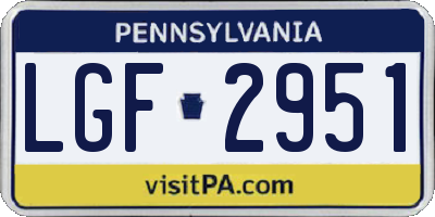 PA license plate LGF2951