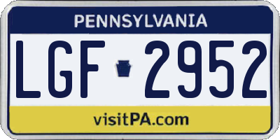 PA license plate LGF2952