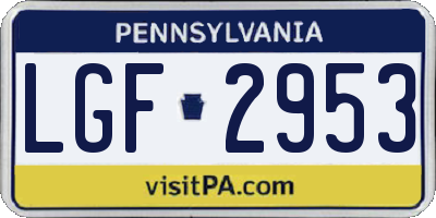 PA license plate LGF2953