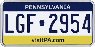 PA license plate LGF2954