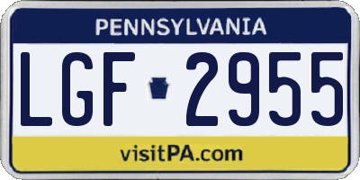 PA license plate LGF2955