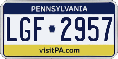 PA license plate LGF2957