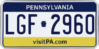 PA license plate LGF2960