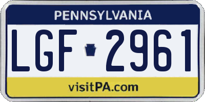 PA license plate LGF2961
