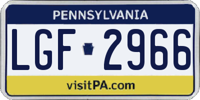 PA license plate LGF2966
