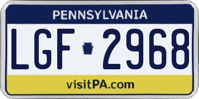 PA license plate LGF2968