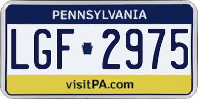 PA license plate LGF2975