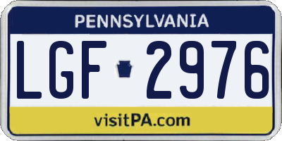 PA license plate LGF2976