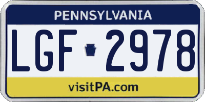 PA license plate LGF2978