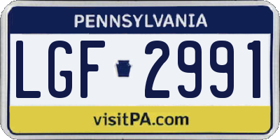 PA license plate LGF2991