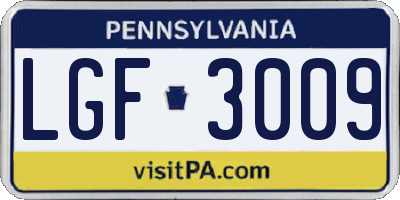 PA license plate LGF3009
