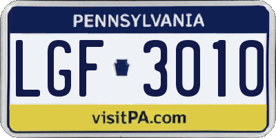 PA license plate LGF3010