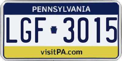 PA license plate LGF3015